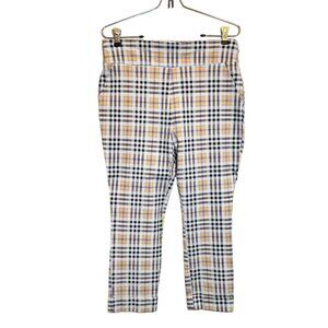 7th Avenue New York & Company Plaid Stretch Ankle Length Pant - Sz L